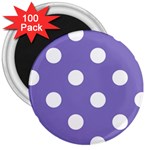 Polka Dots - White on Ube Violet 3  Magnet (100 pack)