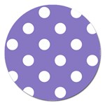 Polka Dots - White on Ube Violet Magnet 5  (Round)