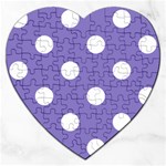 Polka Dots - White on Ube Violet Jigsaw Puzzle (Heart)