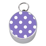 Polka Dots - White on Ube Violet Silver Compass (Mini)