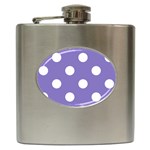 Polka Dots - White on Ube Violet Hip Flask (6 oz)