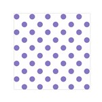 Polka Dots - Ube Violet on White Small Satin Scarf  (Square)