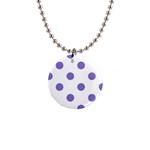Polka Dots - Ube Violet on White 1  Button Necklace