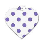 Polka Dots - Ube Violet on White Dog Tag Heart (One Side)