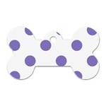 Polka Dots - Ube Violet on White Dog Tag Bone (Two Sides)