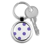 Polka Dots - Ube Violet on White Key Chain (Round)