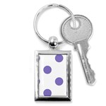 Polka Dots - Ube Violet on White Key Chain (Rectangle)