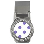 Polka Dots - Ube Violet on White Money Clip (CZ)