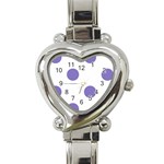 Polka Dots - Ube Violet on White Heart Italian Charm Watch