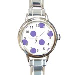 Polka Dots - Ube Violet on White Round Italian Charm Watch