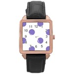 Polka Dots - Ube Violet on White Rose Gold Leather Watch