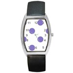 Polka Dots - Ube Violet on White Barrel Style Metal Watch