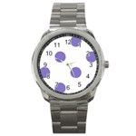 Polka Dots - Ube Violet on White Sport Metal Watch