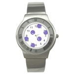 Polka Dots - Ube Violet on White Stainless Steel Watch