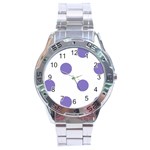 Polka Dots - Ube Violet on White Stainless Steel Analogue Watch