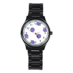 Polka Dots - Ube Violet on White Stainless Steel Round Watch
