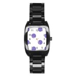 Polka Dots - Ube Violet on White Stainless Steel Barrel Watch