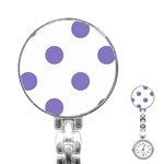 Polka Dots - Ube Violet on White Stainless Steel Nurses Watch