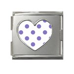 Polka Dots - Ube Violet on White Mega Link Heart Italian Charm (18mm)