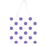 Polka Dots - Ube Violet on White Grocery Light Tote Bag