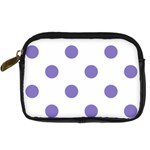 Polka Dots - Ube Violet on White Digital Camera Leather Case