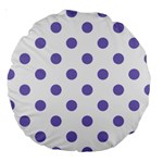 Polka Dots - Ube Violet on White Large 18  Premium Round Cushion