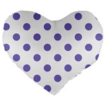 Polka Dots - Ube Violet on White Large 19  Premium Heart Shape Cushion