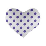 Polka Dots - Ube Violet on White Standard 16  Premium Flano Heart Shape Cushion