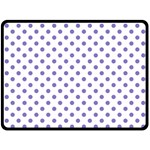 Polka Dots - Ube Violet on White Fleece Blanket (Large) (One Side)