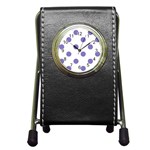 Polka Dots - Ube Violet on White Pen Holder Desk Clock