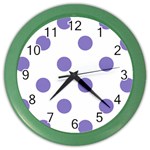 Polka Dots - Ube Violet on White Color Wall Clock