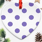 Polka Dots - Ube Violet on White Heart Ornament (Two Sides)