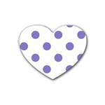 Polka Dots - Ube Violet on White Rubber Coaster (Heart)