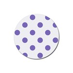 Polka Dots - Ube Violet on White Rubber Coaster (Round)