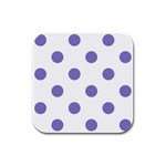 Polka Dots - Ube Violet on White Rubber Square Coaster (4 pack)