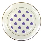 Polka Dots - Ube Violet on White Porcelain Plate