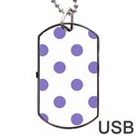 Polka Dots - Ube Violet on White Dog Tag USB Flash (One Side)