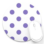 Polka Dots - Ube Violet on White Round Mousepad