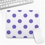 Polka Dots - Ube Violet on White Large Mousepad