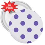 Polka Dots - Ube Violet on White 3  Button (10 pack)