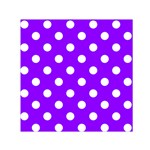 Polka Dots - White on Violet Small Satin Scarf  (Square)