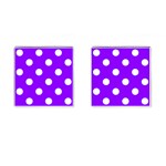 Polka Dots - White on Violet Cufflinks (Square)