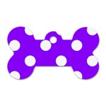 Polka Dots - White on Violet Dog Tag Bone (One Side)