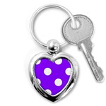 Polka Dots - White on Violet Key Chain (Heart)