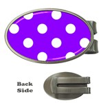 Polka Dots - White on Violet Money Clip (Oval)