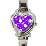 Polka Dots - White on Violet Heart Italian Charm Watch