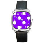 Polka Dots - White on Violet Square Metal Watch