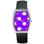 Polka Dots - White on Violet Barrel Style Metal Watch