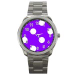 Polka Dots - White on Violet Sport Metal Watch
