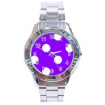 Polka Dots - White on Violet Stainless Steel Analogue Watch